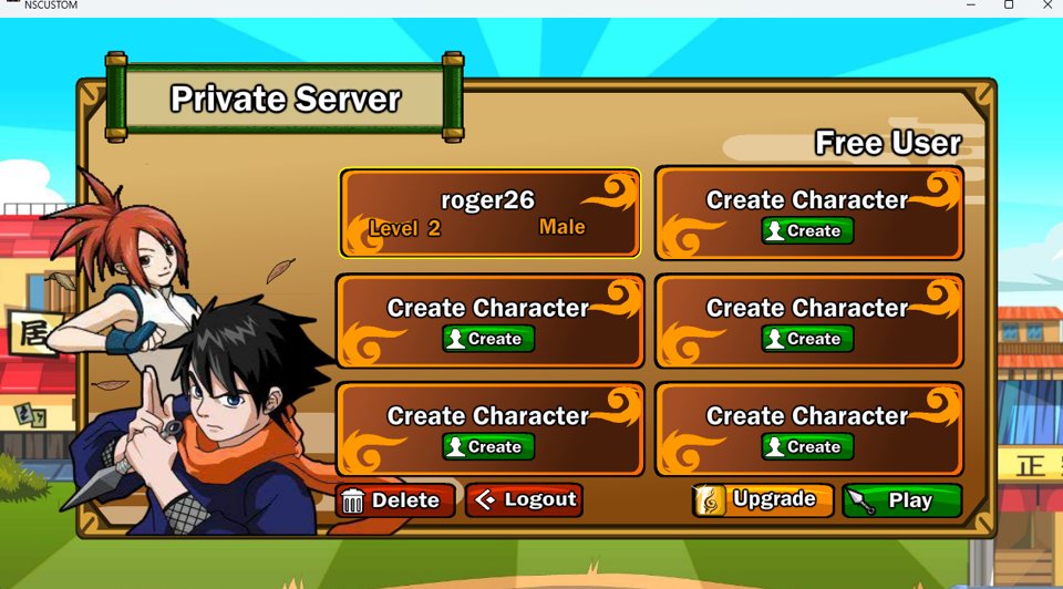 Pilih karakter di Private Server